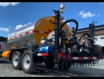 Tack Distributor STRATOS DMT-1000 by PavementGroup shown with 8' spray bar, 50' hose and applicator wand, No CDL required